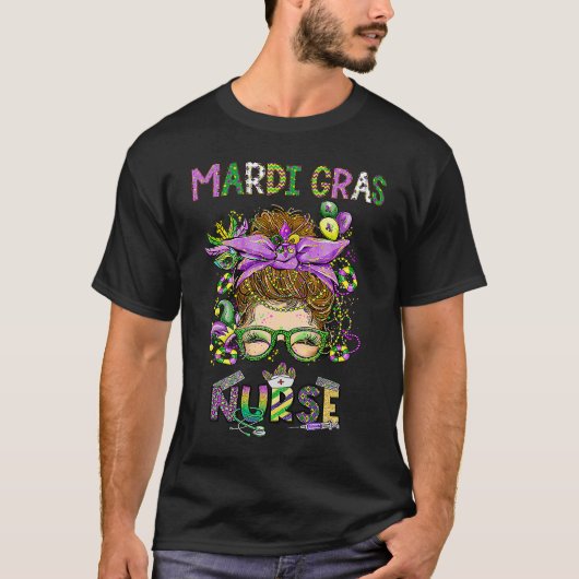 Cute Leopard Nurse Mardi Gras Festival Party Nursi T-shirt (Voorkant)