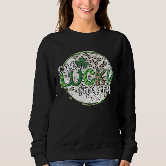 Cute Leopard Plaid St Patrick s Day One Lucky Mama Trui (Voorkant)
