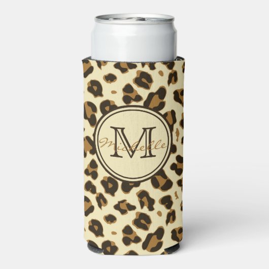 Cute Leopard Print | Monogrammen Koelbox (Seltzer Achterkant)