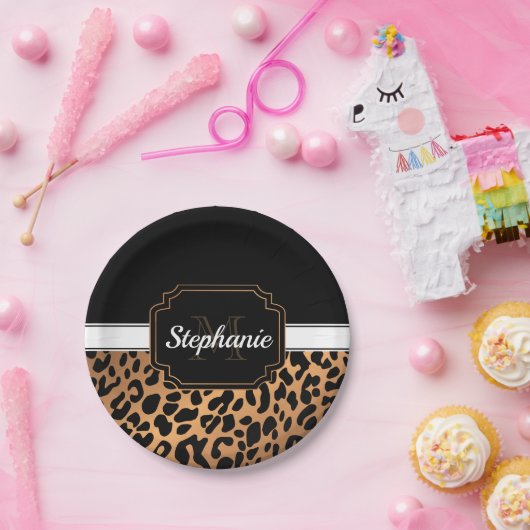 Cute Leopard Print Papieren Bordje (Feest)