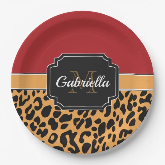 Cute Leopard Print Papieren Bordje (Voorkant)
