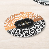 Cute Leopard Print Ronde Kartonnen Onderzetter (Gebogen)