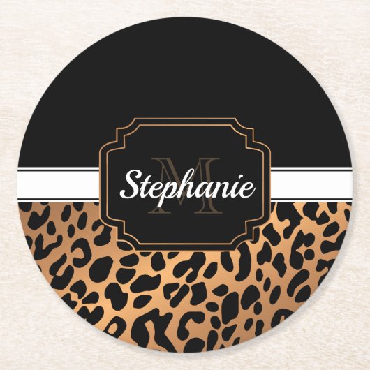 Cute Leopard Print Ronde Kartonnen Onderzetter (Voorkant)