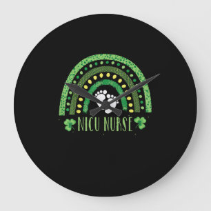Cute Leopard Rainbow Nicu Nurse St Patricks Day T- Grote Klok