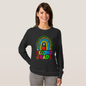 Cute Leopard Rainbow Second Grade Teacher Back To T-shirt (Voorkant volledig)