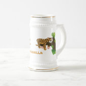 Cute leopard slapen in de cartoon afbeelding van d bierpul (Voorkant rechts)