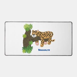 Cute leopard slapen in de cartoon afbeelding van d bureaumat