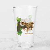 Cute leopard slapen in de cartoon afbeelding van d glas (Achterkant)