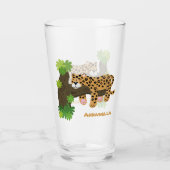 Cute leopard slapen in de cartoon afbeelding van d glas (Voorkant)