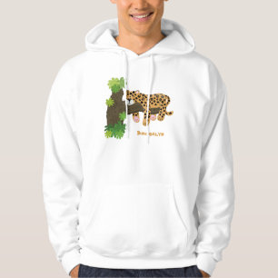 Cute leopard slapen in de cartoon afbeelding van d hoodie