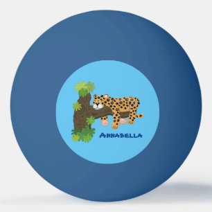 Cute leopard slapen in de cartoon afbeelding van d pingpongballen