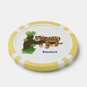 Cute leopard slapen in de cartoon afbeelding van d poker chips (Enkel)