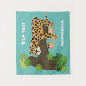 Cute leopard slapen in de cartoon afbeelding van d wandkleed (Voorkant)