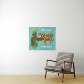 Cute leopard slapen in de cartoon afbeelding van d wandkleed (In Situ (horizontaal))