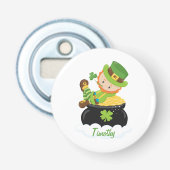 Cute Leprechaun Button Flesopener (Voorkant)