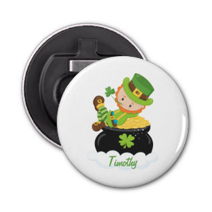 Cute Leprechaun Button Flesopener
