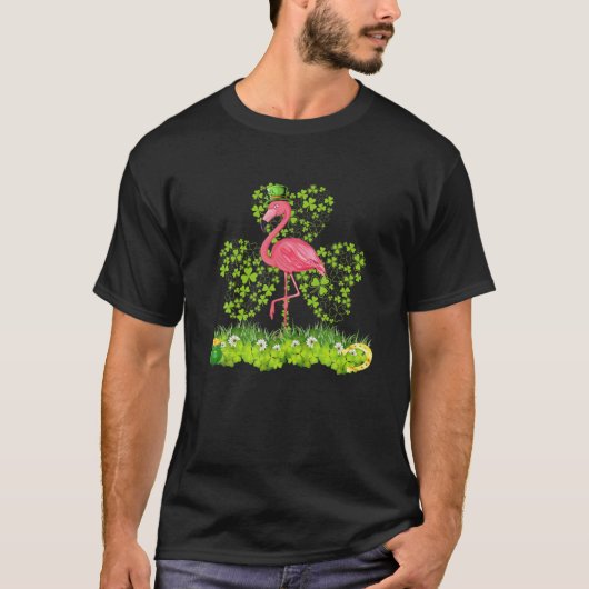 Cute Leprechaun Flamingo Shamrock St Patricks Day T-shirt (Voorkant)