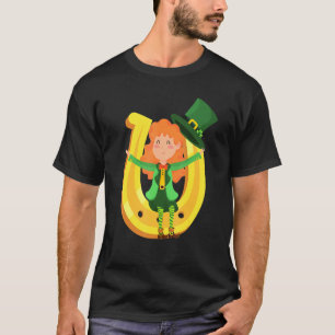 Cute Leprechaun Girl Hoefijzer St Patricks Day T-shirt