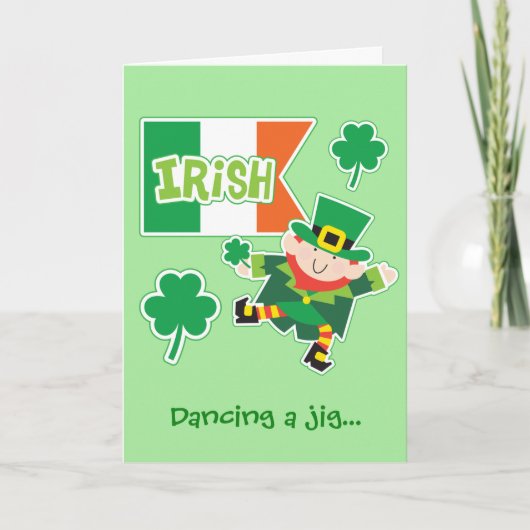 Cute Leprechaun Jig St Patrick's Day Kaart (Voorkant)