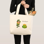 Cute leprechaun, kalligrafie en een pot goud grote tote bag (Voorkant (product))