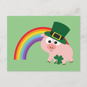 Cute Leprechaun Pig Briefkaart
