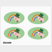 Cute Leprechaun Pig Ovale Sticker (Vel)
