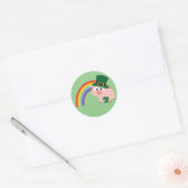 Cute Leprechaun Pig Ronde Sticker (Envelop)