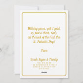 Cute Leprechaun Pot O' Gold Carte de la Saint Patr (Dos)