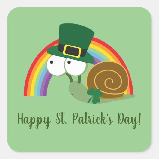 Cute Leprechaun St. Patrick's Day Slak Vierkante Sticker (Voorkant)