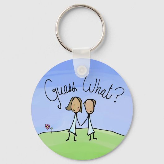 Cute Lesbian Couple Raad Sleutelhanger (Voorkant)