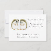 Cute Lesbian Wedding Hedegel Couple Save the Date (Voorkant)