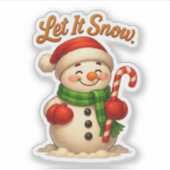 Cute Let It Snow Snowman Sticker (Devant)