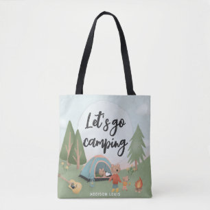 Cute Lets Go Camping Woodland Beer Draagtas