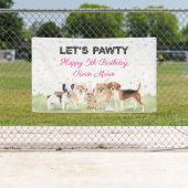 Cute Let's Pawty Pink Custom Dog Birthday Party Spandoek (Insitu)