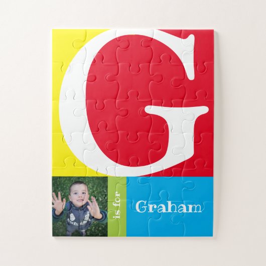 Cute Letter G Kinder Photo and Name Legpuzzel (Verticaal)