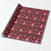 Cute leuke prettige kerstillustratie 3 foto's cadeaupapier (Uitgerold)