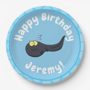 Cute leuke tadpole cartoon illustratie papieren bordje