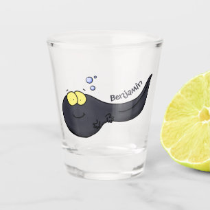 Cute leuke tadpole cartoon illustratie shot glas