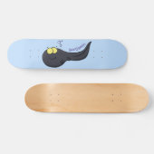 Cute leuke tadpole cartoon illustratie skateboard (Horizontaal)