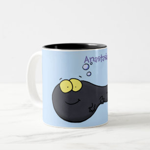 Cute leuke tadpole cartoon illustratie tweekleurige koffiemok