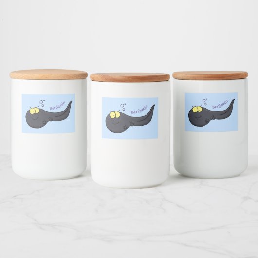 Cute leuke tadpole cartoon illustratie voedselcontainer etiket (Flessen)