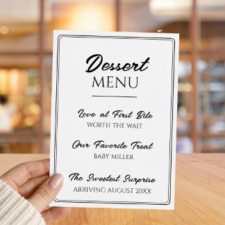 Cute Leuke Zwangerschapsaankondiging Dessertmenu Aankondiging