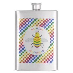 Cute LGBT Proud Rainbow Bee en Flowers Flacon