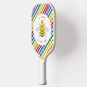 Cute LGBT Proud Rainbow Bee en Flowers Pickleball Paddle (Links)