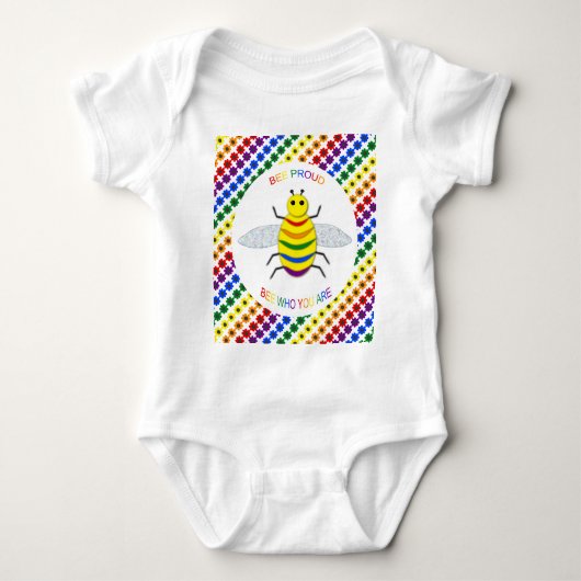 Cute LGBT Proud Rainbow Bee en Flowers Romper (Voorkant)