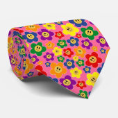 Cute LGBT Rainbow Flower Motif - Cravate rose (Roulé)