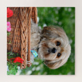 Cute Lhasa Apso Chien dans le panier Puzzle (Horizontal)