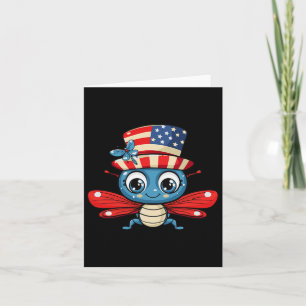 Cute Libelle USA Vlag 4 juli Kaart