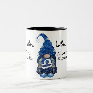Cute Libra Gnome Zodiac Sign Tweekleurige Koffiemok