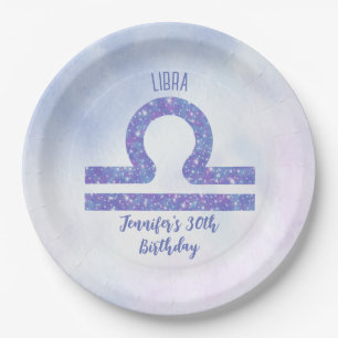 Cute Libra Sign Custom Paars Birthday Party Papieren Bordje